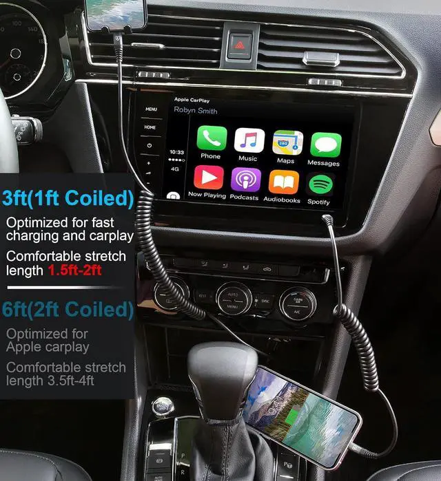 Alt view image 4 of 7 - KIYODA USB Type C to Lightning Cable 3FT 2Pack, Coiled iPhone Charger Fast Charging for Car Short USBC iPhone Cord for iPhone14/13/12/11 Pro Max/iPad/CarPlay