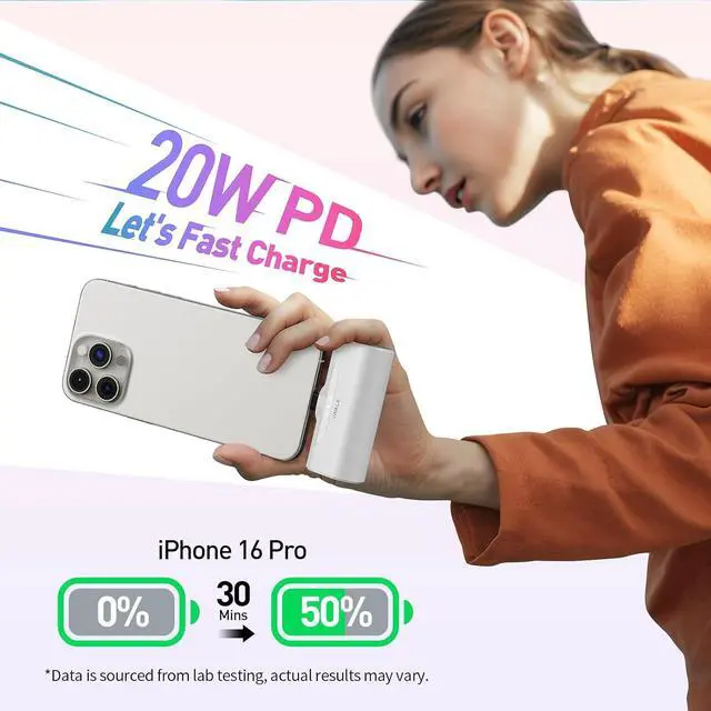 Alt view image 2 of 7 - Portable Charger for iPhone 16/15 USB-C Small Power Bank 20W 4 500mAh Fast Charging Battery Pack Compatible with iPhone 15/16/16 Plus/16 Pro/16 Pro Max  Galaxy S25/S24/S23 Android