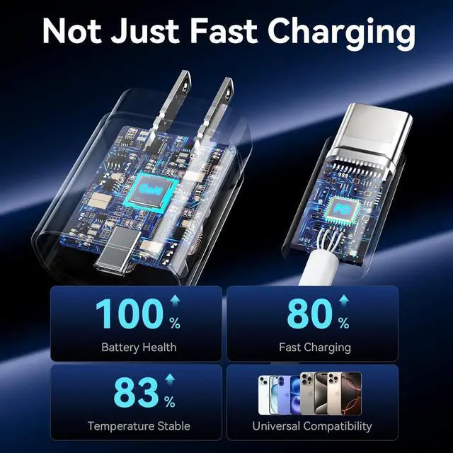 Alt view image 5 of 7 - iPhone 17 16 Pro Max Charger Fast Charging Block, 30W iPhone 17/16 Pro Max USB C Fast Charger with 10 FT Type C Fast Charging Long Cable Cord for iPhone 17 Pro Max/17 Pro/17/Air/16 Pro max/16 Pro/15