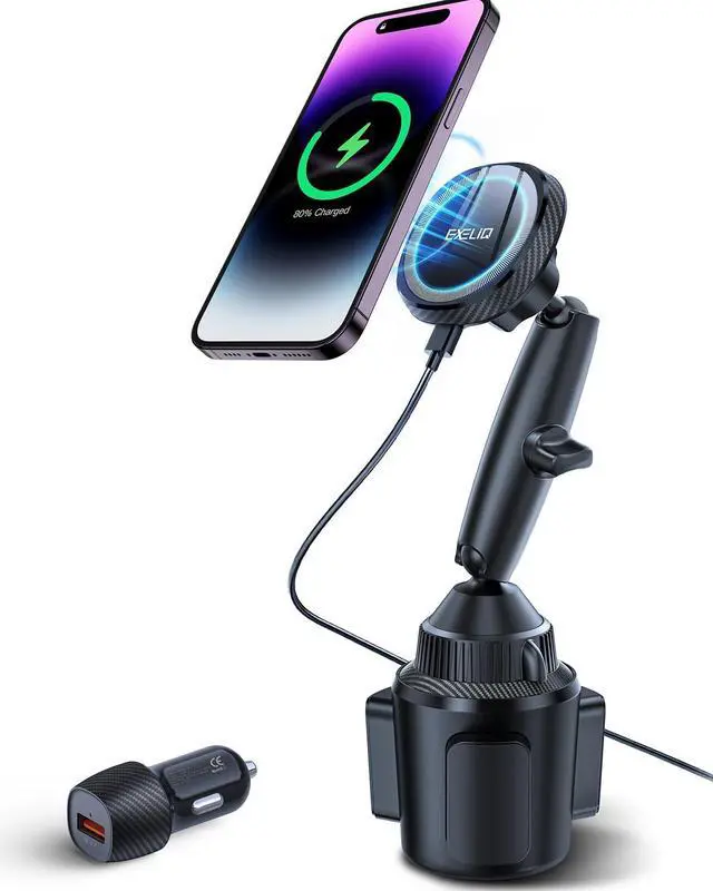 Main image of Cup Holder Charger Mount for Magsafe, Wireless Magnetic Car Mount Charger with Heat Dissipation System, Fast Charging Phone Holder for iPhone 17 16 15 14 13 Pro Max Mini [with QC 3.0 Adapter]