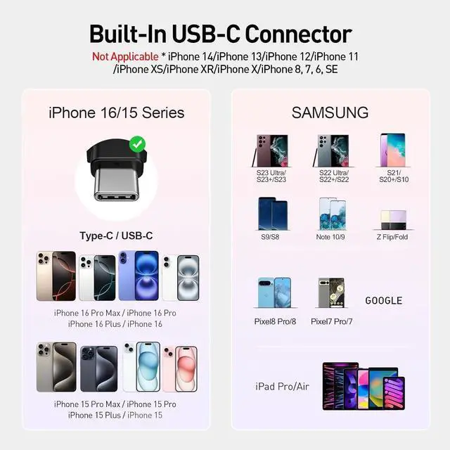 Alt view image 4 of 7 - iWALK USB-C Portable Charger for iPhone 15/16, Mini 20W 4800mAh Wireless Power Bank Fast Charging Travel Battery Pack Compatible with iPhone 16/15/15 Plus/15 Pro/15 Pro Max, Andriod Phone Samsung