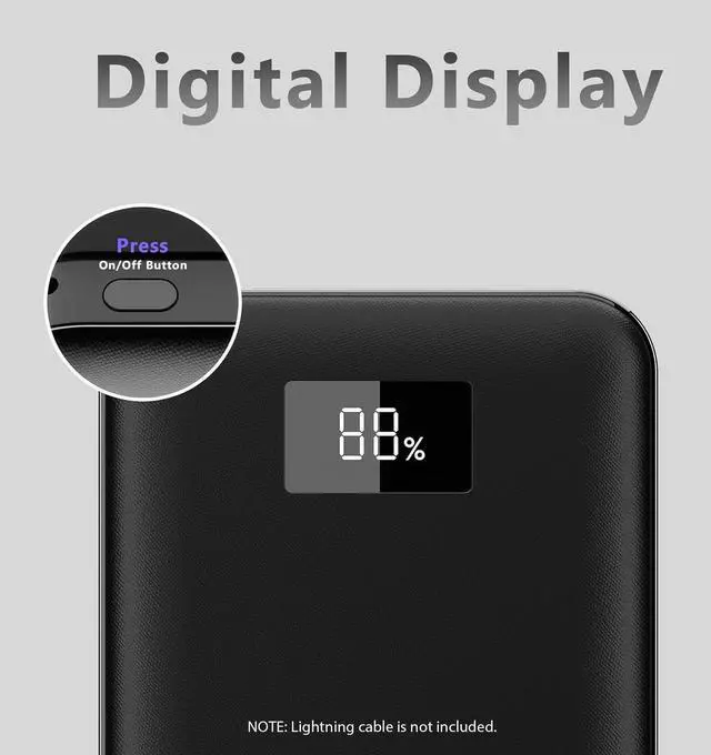 Alt view image 5 of 7 - Miady Portable Charger, 2-Pack 10000mAh PD 20W USB C Fast Charging Battery Pack has LED Display Travel Power Bank Compatible with iPhone 16/15 Galaxy S24/S22 Android etc