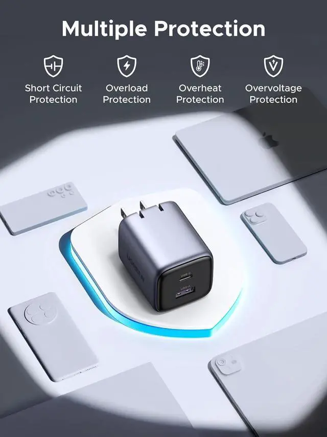 Alt view image 6 of 7 - UGREEN 35W USB C Charger, Nexode 2-Ports GaN Foldable PPS Compact Fast Wall Charger Block for iPhone 16/15/14/13, Galaxy S25/S24/S23, Pixel 8 Pro/8/7, iPad, MacBook, Steam Deck
