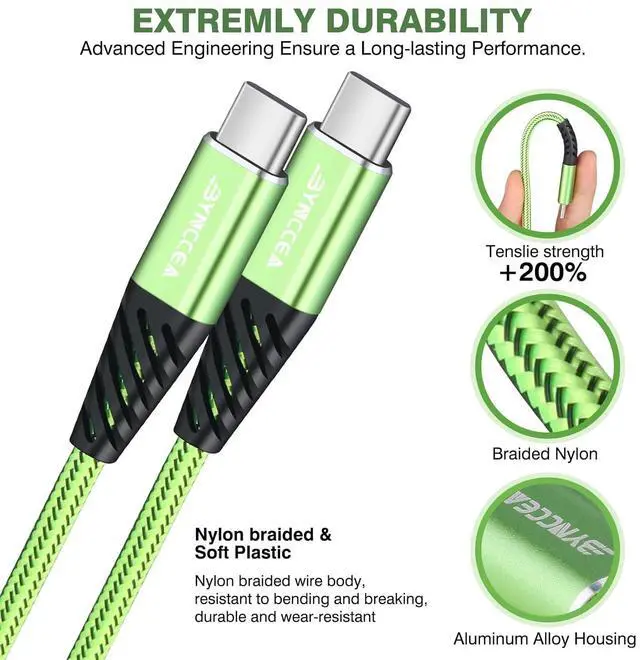 Alt view image 3 of 6 - USB C Cable to USB C Charger Cable 4-Pack 10ft Fast Charging USB C Cable Nylon Braided 60W(5A) Type C to Type C Charging Cable for Phone 16 15/15 Pro/15 Plus/15 Pro Max S22 S23 Note 20