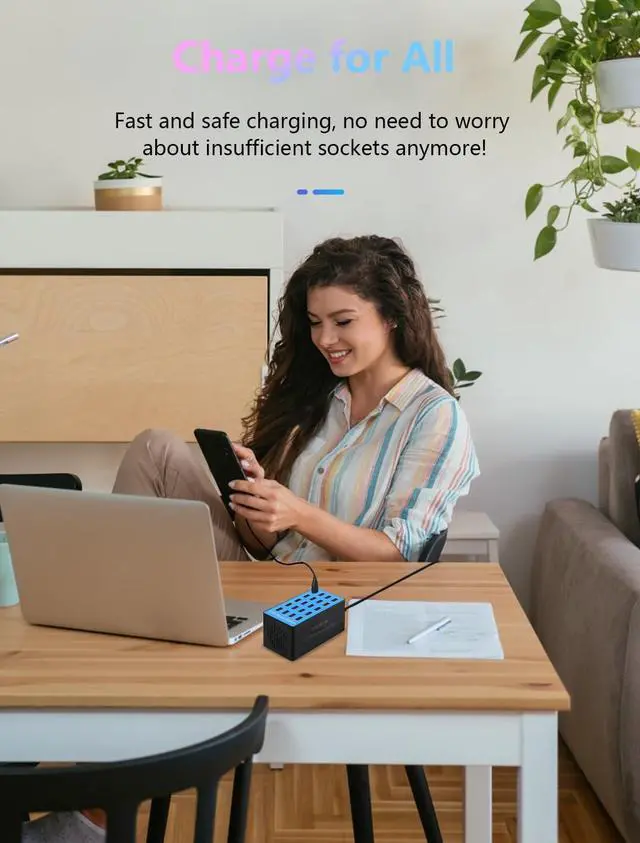 Alt view image 7 of 7 - Charging Station 100W20Port USB Charging Station Multiple USB Charger Station Charging Station for Multiple Devices Multi USB Charging Station Chargers for Multiple Devices