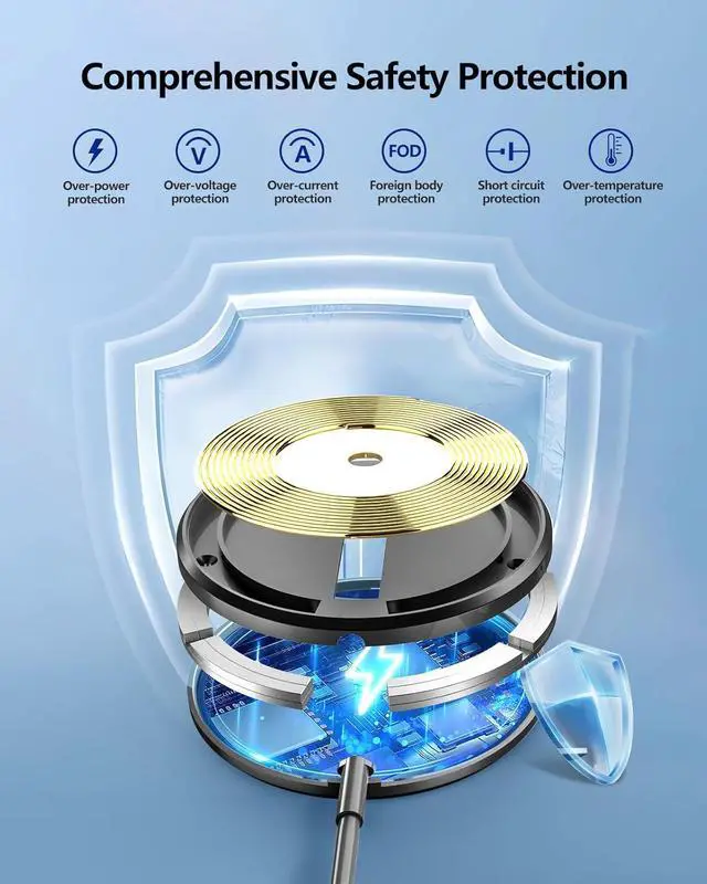 Alt view image 3 of 6 - Magnetic Wireless Charger 15W Ultra-Fast  Mag-Safe Charger for iPhone 16/16 Pro/16 Plus/16 Pro Max15//14/13/12 Series Magnet Charging Pad with Sleep-Friendly Ligh for AirPods 3/2/Pro