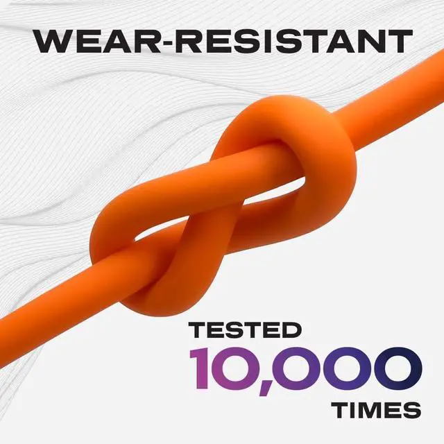 Alt view image 3 of 6 - Statik TsumoCharge Fast Charging Cable 100W - Heavy-duty Unbreakable Silicone, Supports Data Transfer Type C to Type C Cable, Cord Wrap Organizer Included, USB C to USBC 6FT/2M, Orange