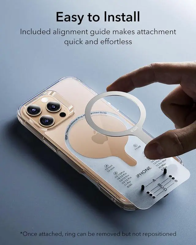 Alt view image 7 of 7 - ESR Magnetic Ring 360, Compatible with MagSafe Ring, Universal Magnetic Conversion Kit Compatible with MagSafe Sticker, for iPhone 16/16e/15/14/13/12/11, Galaxy S24/S23/S22 and More, 2 Pack, White