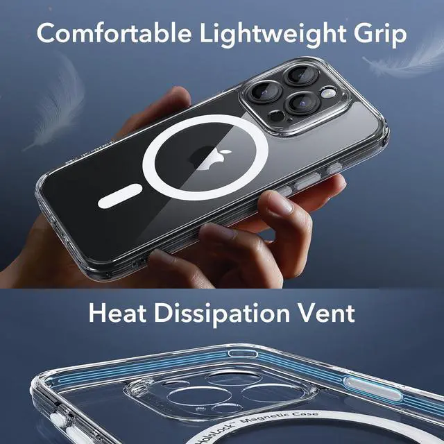 Alt view image 6 of 6 - ESR for iPhone 15 Pro Case, Translucent Matte Case, Compatible with MagSafe, Military-Grade Protection, Classic Series, Clear
