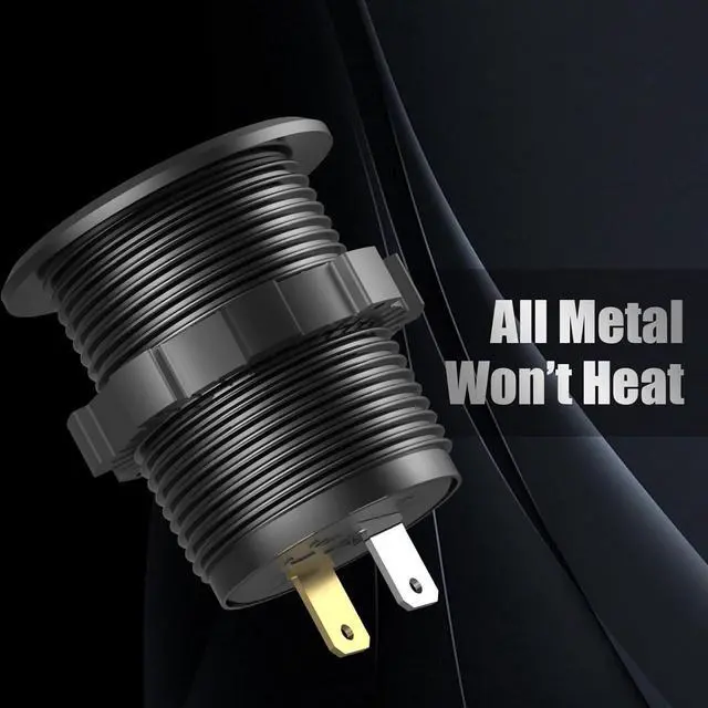 Alt view image 4 of 7 - 12V USB Aluminum Car Charger Socket PD 3.0 Type C and Dual Quick Charge 3.0 USB Port Multiple Waterproof 12V/24V USB Outlet with Touch Switch Fuse Wire Kit for Car Boat Marine RV Motorcycle, etc.