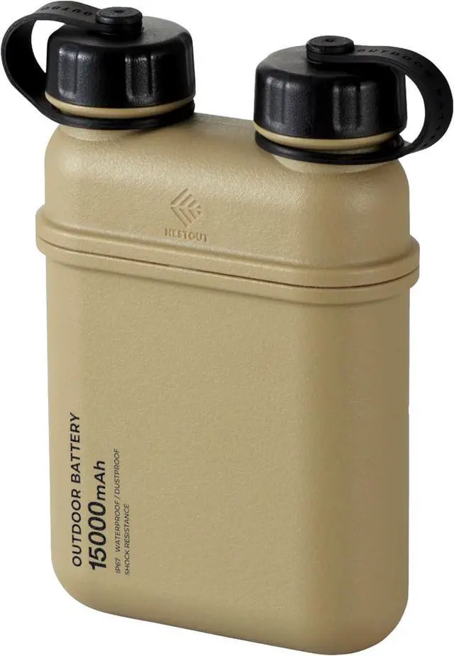 Main image of ELECOM NESTOUT Rugged Power Bank, 15000mAh Outdoor Charger, 32W USB-C Fast Charging PD, Waterproof IP67, Durable Shockproof, Battery Pack for iPhone Tablet Hiking Travel Camping (Beige, 15000mAh)