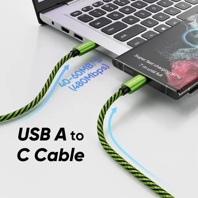 Alt view image 4 of 7 - Teyssor USB C Cable 10FT 5-Pack Nylon Braided USB A to Type C Charger Cable Fast Charging Cord Compatible with Samsung Galaxy S24 S23 S22, Note 20 10 9 8, Moto G7 G8 Type C Cable