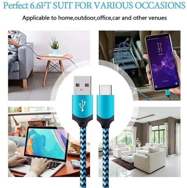 Alt view image 6 of 7 - USB C Cable for iPhone 17 Air 16e 16 15 Pro Max 15Pro, Type C Cable Fast Charging Phone Charger Braided Android Cord for Samsung Galaxy S25 S24 Ultra S23 A17 A16 5g A15 Google Pixel 9a 10 USBC Wire