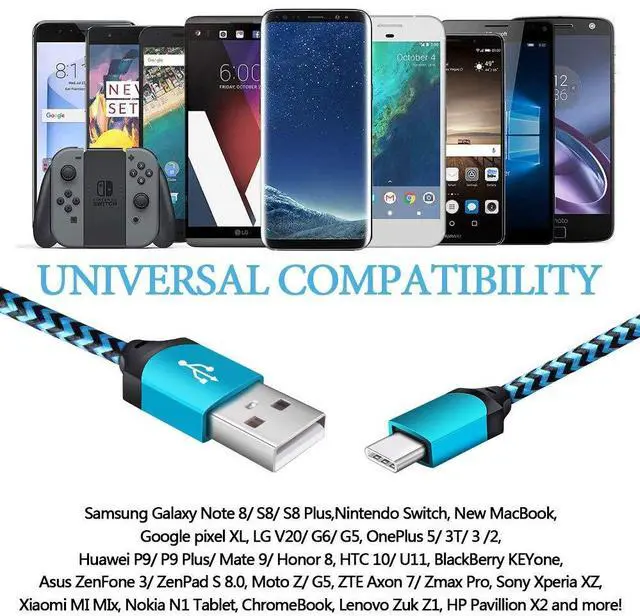 Alt view image 7 of 7 - USB C Cable for iPhone 17 Air 16e 16 15 Pro Max 15Pro, Type C Cable Fast Charging Phone Charger Braided Android Cord for Samsung Galaxy S25 S24 Ultra S23 A17 A16 5g A15 Google Pixel 9a 10 USBC Wire