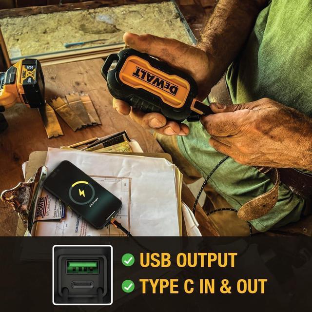 Alt view image 4 of 7 - DEWALT Portable Charger, Power Bank, 10,000 mAh Battery Pack with USB-C Port for iPhone 16/16 Plus/16 Pro/16 Pro Max, iPhone 15 Series, iPhone 14/13, Samsung Galaxy