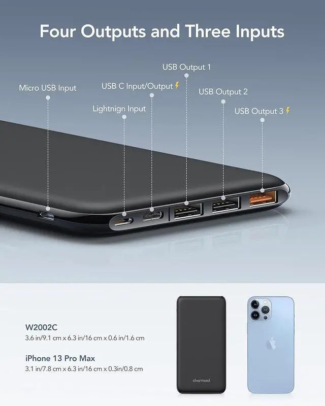 Alt view image 3 of 7 - Charmast 26800mAh Slim Portable Charger Power Bank 15W Fast Charging Battery Pack Travel Essentials Compatible with iPhone 16/16 Pro/16 Pro Max iPhone15/14/13/12 Series iPad  etc