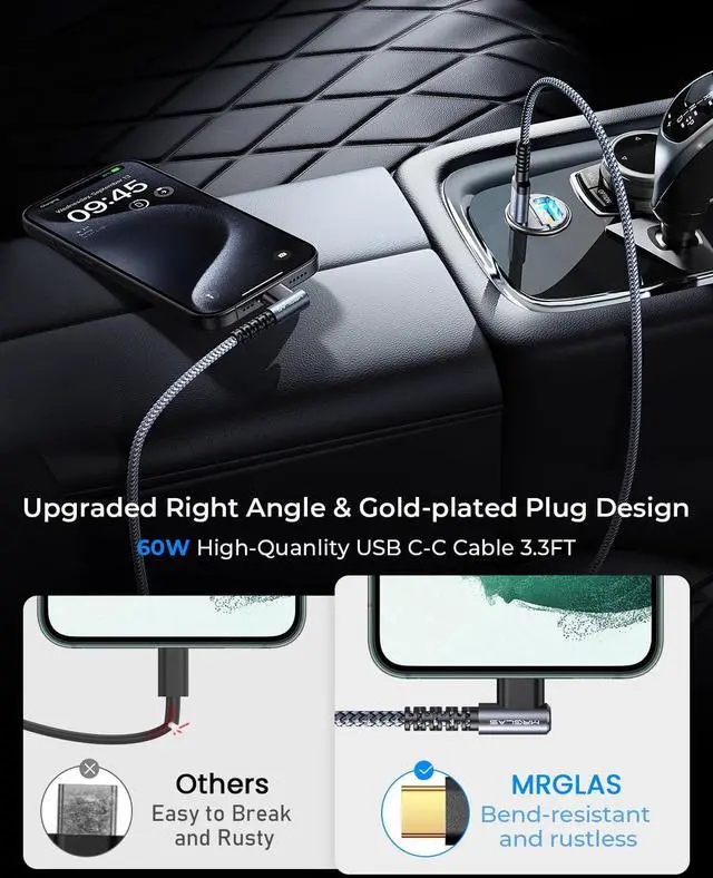 Alt view image 4 of 7 - MRGLAS 125W USB C Car Charger Super Fast Charging, [PD65W & QC60W][Extra 3.3ft 60W USB C Cable 90 Degree][All Metal], Cigarette Lighter USB Charger for iPhone 16 Pro Max Plus 15 Samsung S24 S23 iPad