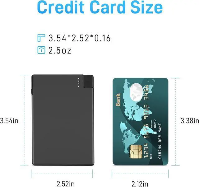 Alt view image 4 of 6 - TNTOR Portable Phone Charger with Built in Lightning Cable, Credit Card Size Extra Slim Power Bank for Pocket Wallet Compatible with iPhone 14/13/12/11/X/8 Series (Not for iPhone 15 16 Series)
