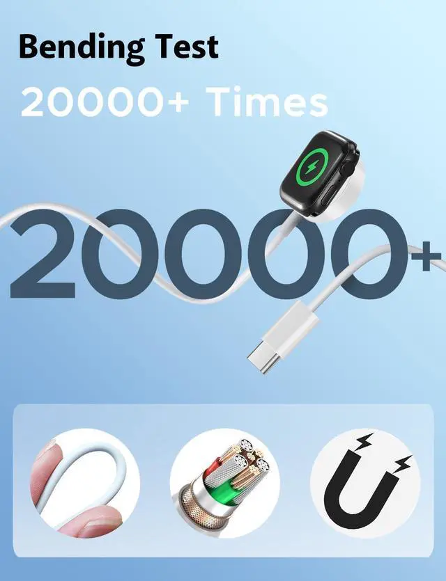 Alt view image 2 of 6 - Upgraded Apple Watch Charger - USB C iWatch Charger, Magnetic Fast Charging Cable, 3.3FT, Compatible with Apple Watch Series 10/9/8/7/6/SE/SE2/5/4/3/2/1 Ultra