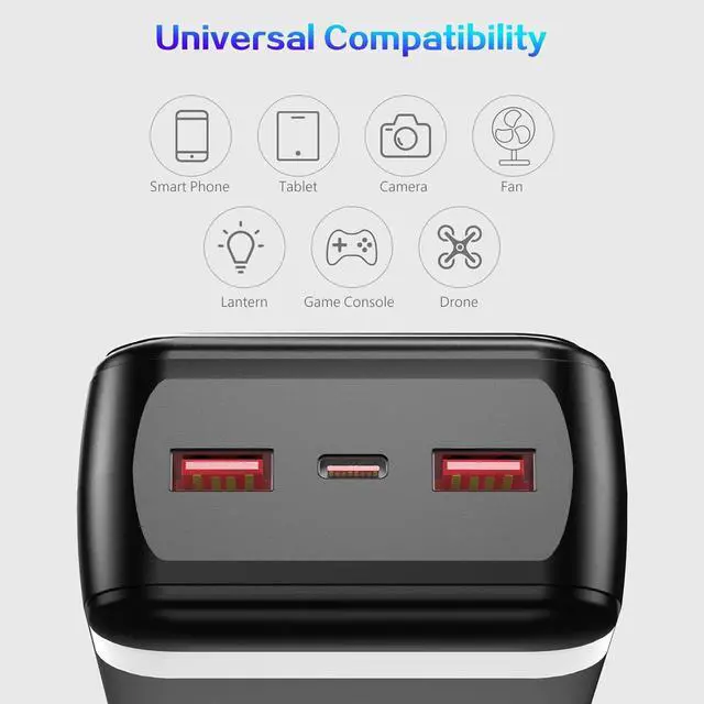 Alt view image 4 of 7 - Power Bank 50000mAh 22.5W Fast Charging Portable Charger with Flashlight, 3 Outputs & 2 Inputs Huge Capacity External Battery Pack for iPhone, Samsung, iPad etc