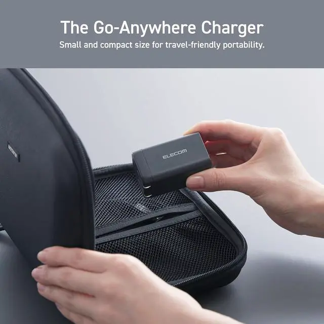 Alt view image 4 of 7 - ELECOM 65W USB C Wall Charger Block, 3 Multi Port GaN II Plus Fast Charging, Compact Power Adapter for Multiple Devices, iPhone, Laptop, Tablet, iPad, Airpods, Watch, Speakers, Samsung (Black)