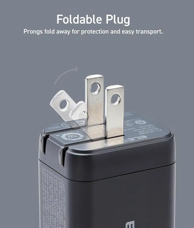 Alt view image 7 of 7 - ELECOM 65W USB C Wall Charger Block, 3 Multi Port GaN II Plus Fast Charging, Compact Power Adapter for Multiple Devices, iPhone, Laptop, Tablet, iPad, Airpods, Watch, Speakers, Samsung (Black)