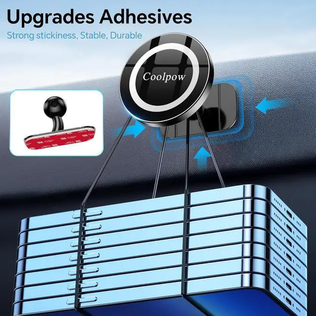 Alt view image 5 of 7 - Coolpow for iPhone MagSafe Car Mount Dashboard