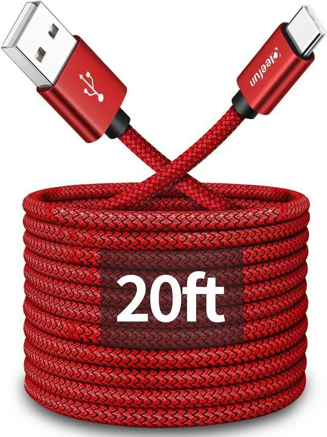 Main image of CLEEFUN 20ft (6m) Long USB Type C Cable, USB A 2.0 to USB C Cable Nylon Braided Charger Cord Compatible with Samsung Galaxy Note, L-G, Mo-to, Pixel, Switch and More USB C Smartphone Tablet