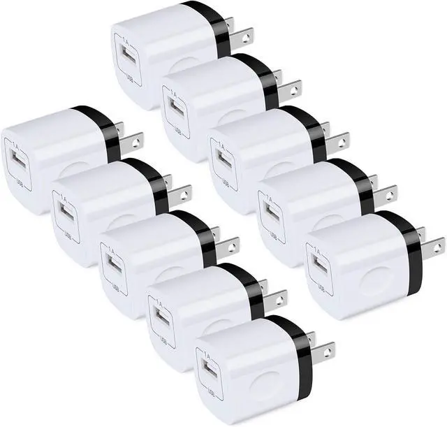 Main image of USB Wall Plug, 10Pack 1A/5V Single Port USB Wall Charger Power Adapter Charging Block Cube Brick Box for iPhone 16 15 14 13 12 11 Pro Max/XS,Samsung S24 S23 S22 S21 S20 Ultra 5G,Android Phone Charger