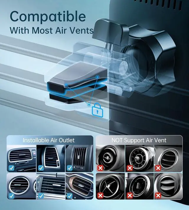 Alt view image 7 of 7 - for for MagSafe Car Mount Charger with Adapter 360° Rotation Magnetic Wireless iPhone Car Charger for Air Vent Compatible with iPhone 16/15/14/13/12 Series