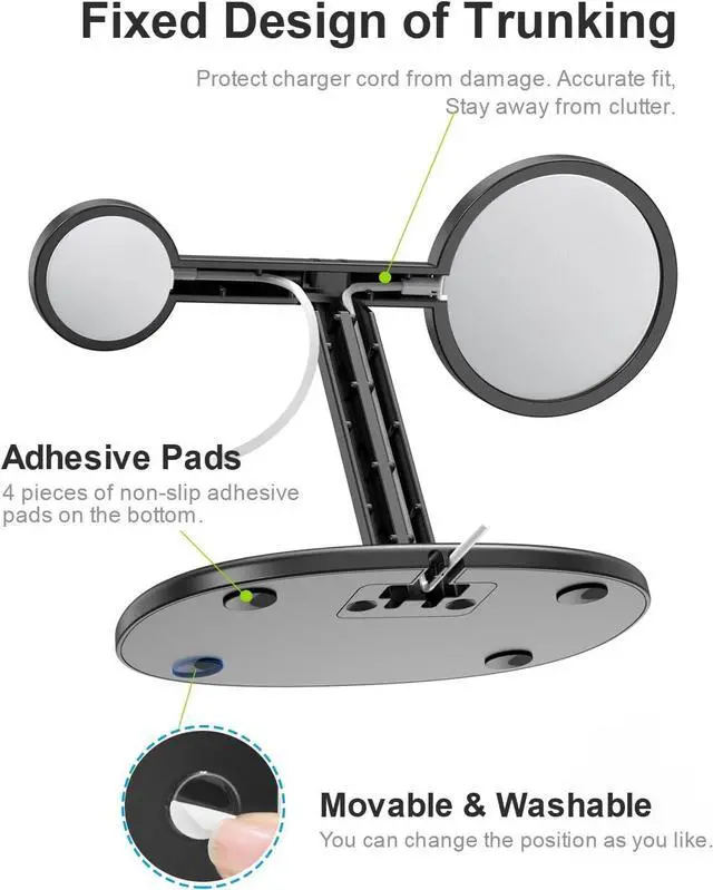 Alt view image 6 of 7 - EWA 2-in-1 MagSafe Charging Stand for iPhone 16/15/14/13/12 & Apple Watch Series, SE, Ultra | Ergonomic Viewing Angle, Non-Slip Base, Universal Compatibility (Chargers Not Included) - Black