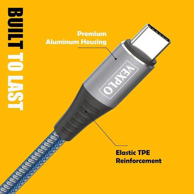 Alt view image 2 of 7 - USB C to USB C Cable 10ft 6ft 3ft 5 Packs Fast Charger Cord Type C to Type C Cable Blue Braided 60W Usbc to Usbc Cable for Samsung S24/23/22 Phone 15 Pro Plus Max