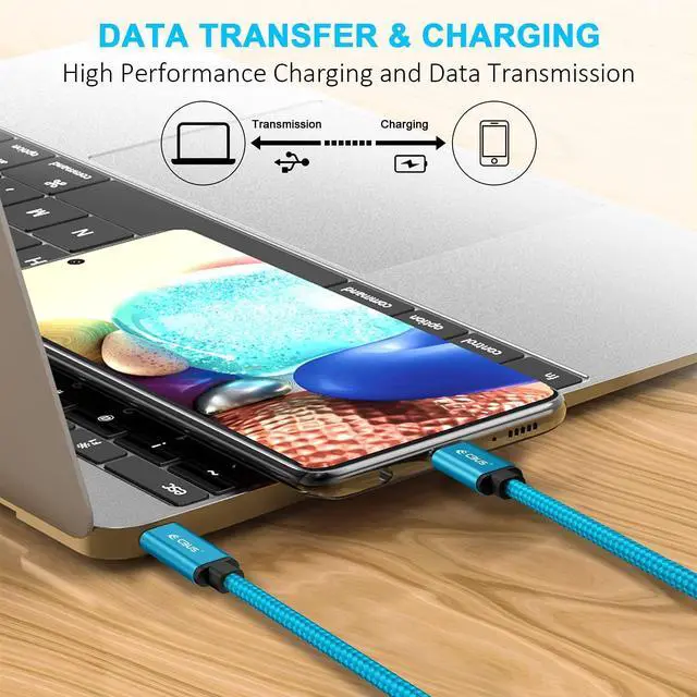 Alt view image 5 of 6 - CBUS 10ft USB C to C Fast Charging Cable Heavy-Duty Braided Cord Compatible with iPhone 16/15/Pro/Max/Plus, iPad Pro/Air, Galaxy S25/24/S23/S22/Plus/Ultra/FE, Google Pixel, TCL Type C (Electric Blue)