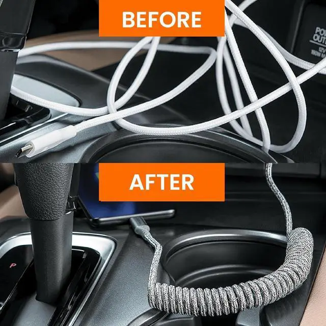 Alt view image 3 of 6 - Ventev Helix 14 in Expandable iPhone Cable | Fast Charging USB-A to Lightning Cable | Coiled MFi Certified iPhone Charger Cord | No Tangle Cord, Conveniently Crafted for The Car iPhone, Gray