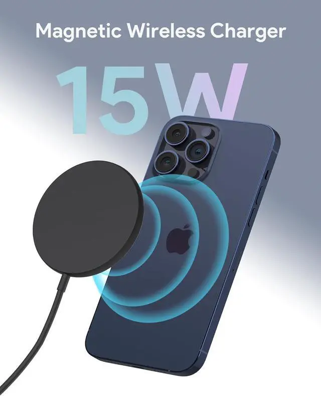 Alt view image 2 of 7 - Wireless Charger for iPhone 16 15 Pro Max, 15w 2 Pack Compatible with Magsafe Charger for iPhone 16 15 Pro Max/15 Pro/15/15 Plus/14/13/12 Series AirPods 3/2/Pro/Pro 2, with 20W USB C Wall Charger