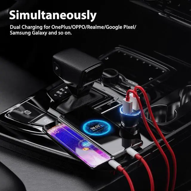Alt view image 7 of 7 - Car Charger for SuperVOOC 100W 80W for OnePlus 13 13R 12R 12 11 10t 10 Pro, 65W Warp Charger for OnePlus Nord N30 N100 Open Pad 9 Pro 8 7T 6T 6 LED Display Dual USB Car Charge Adapter 3.3FT Fast Cable
