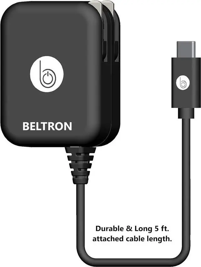 Alt view image 2 of 3 - BELTRON Turbo Fast Type-C USB Wall Charger 5V / 3 AMP 45W with Built-in Cable, Compatible with iPhone 17/iPhone 16 Series, Galaxy S24/S25/S26 Series, Z Flip7, Z Fold7 & All Type C Devices