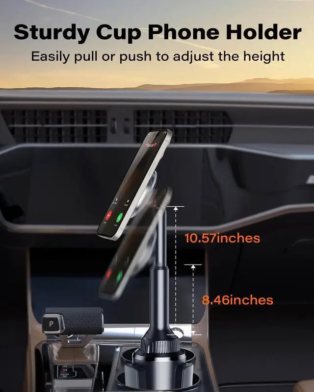 Alt view image 2 of 7 - OQTIQ Phone Cup Holder for Car Mount Compatible with MagSafe, Quick Extension Long Arm and 360° Rotation - Stable & Secure for iPhone 12-16 Series, Not Charger