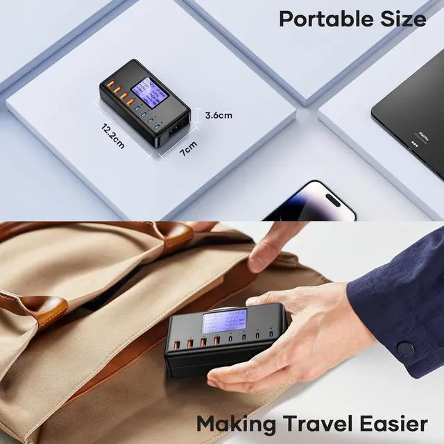 Alt view image 7 of 7 - USB C Charger, slitinto 152W 8-Port Charging Station for Multiple Devices, Multi Charger Station with 4 USB-C & 4 USB-A, Fast Charger for iPhone 15/14/13/12, Samsung S23/S22/S21, Tablet, Desktop