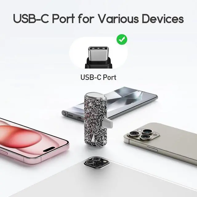 Alt view image 5 of 6 - iWALK USB C Portable Charger, 4500mAh Ultra-Compact Small Power Bank, Sparkly Battery Pack Compatible with iPhone 16/15, 16 Plus, 16 Pro, 16 Pro Max, Samsung Galaxy S25, S24, S23 Ultra Z Flip5, Black