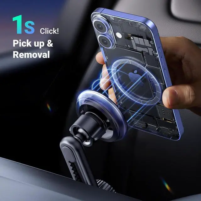 Alt view image 6 of 7 - UGREEN Magnetic Phone Mount for Car Compatible for Magsafe, Not Blocking Air Vent, Strengthen Magnetic Power Car Phone Holder Compatible with iPhone 16 15 Pro Max 14 13 12 Pro Mini MagSafe Case