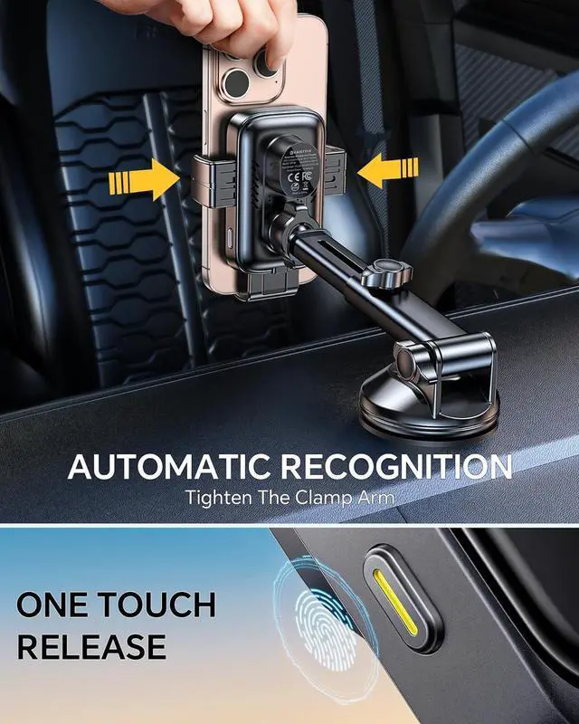 Alt view image 3 of 7 - Kaistyle Wireless Car Charger Mount, Wireless Phone Charger for Car Auto Clamping Car Phone Holder Charger Wind + Vent + Dash Car Wireless Charger for Car for iPhone 16 15 14, Galaxy S24 S23 S22 etc