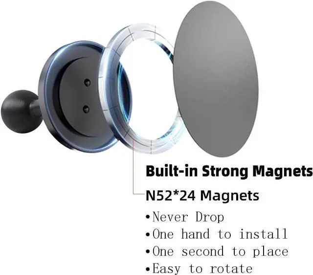 Alt view image 2 of 7 - Super Magnetic Cell Phone Holder Base with 1" Ball for MagSafe iPhone 15 14 13 12 Series,Compatible with RAM mounts and Other B Size Ball Double Socket Arm