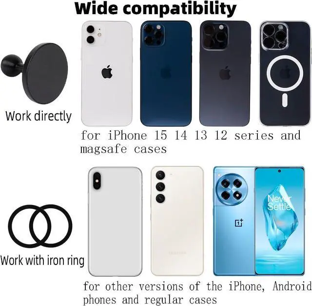 Alt view image 3 of 7 - Super Magnetic Cell Phone Holder Base with 1" Ball for MagSafe iPhone 15 14 13 12 Series,Compatible with RAM mounts and Other B Size Ball Double Socket Arm