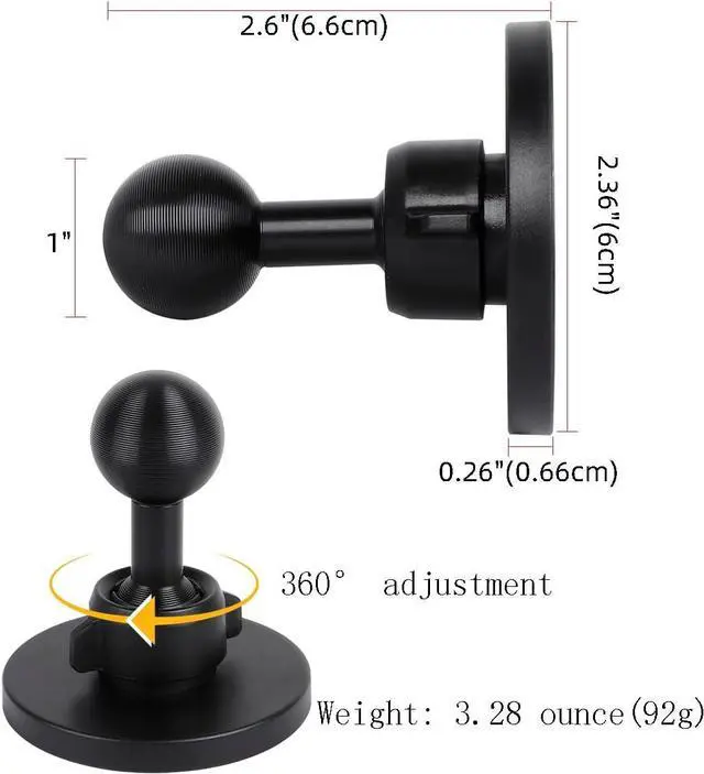 Alt view image 5 of 7 - Super Magnetic Cell Phone Holder Base with 1" Ball for MagSafe iPhone 15 14 13 12 Series,Compatible with RAM mounts and Other B Size Ball Double Socket Arm