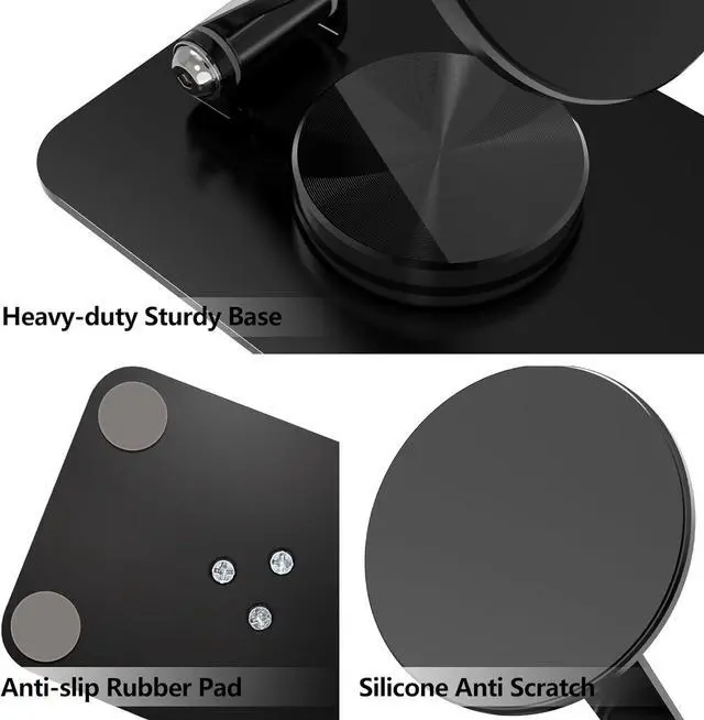 Alt view image 4 of 7 - Magnetic Phone Stand Compatible with MagSafe for iPhone 16, Foldable Cell Phone Stand for Desk with 360°Rotation Base, Compatible for MagSafe Case and iPhone 16 15 14 13 12 Series