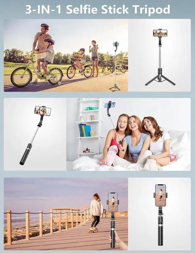 Alt view image 6 of 7 - Selfie Stick Tripod with Light, 45'' Selfie Stick with Wireless Remote, Portable Phone Tripod Compatible with iPhone 16/15 Pro Max/15/14 Pro/14/13, Samsung S22/ S23 Ultra/Android Smartphone