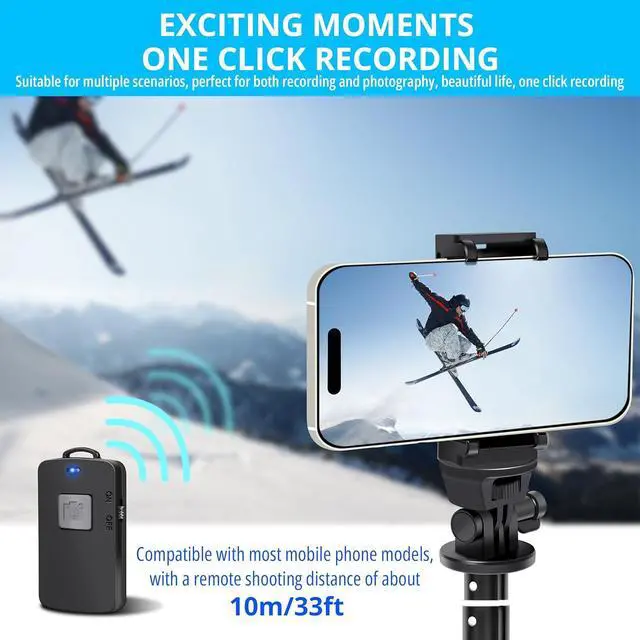 Alt view image 5 of 7 - BZE 62 inches Extendable Selfie Stick Tripod with Wireless Remote & Phone Holder, Portable Aluminum Alloy 3 in 1 Stand for Group Photos, Vlogging & Travel Compatible with All Smartphones