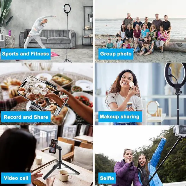 Alt view image 7 of 7 - BZE 62 inches Extendable Selfie Stick Tripod with Wireless Remote & Phone Holder, Portable Aluminum Alloy 3 in 1 Stand for Group Photos, Vlogging & Travel Compatible with All Smartphones