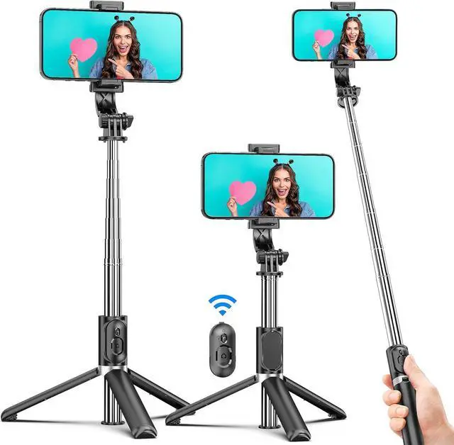 Main image of Selfie Stick Tripod, All in One Extendable & Portable iPhone Tripod Selfie Stick with Wireless Remote Compatible with iPhone 16 15 14 13 12 11 pro Xs Max 8 7, Galaxy Note10/S20/S10/OnePlus 9/9 PRO etc